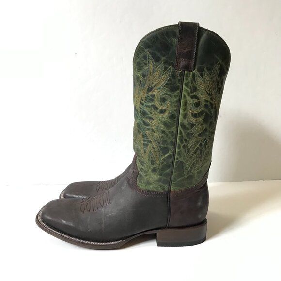 NEW Planet Cowboy Dig It Boots Mens 10.5 EE Brown Green Leather Square Toe NWOB - Picture 8 of 15